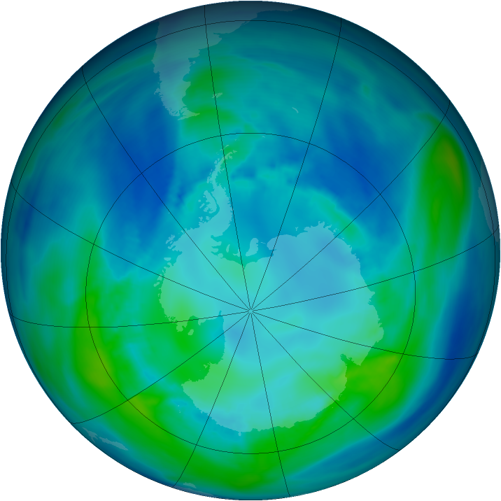 Antarctic ozone map for 18 April 2005